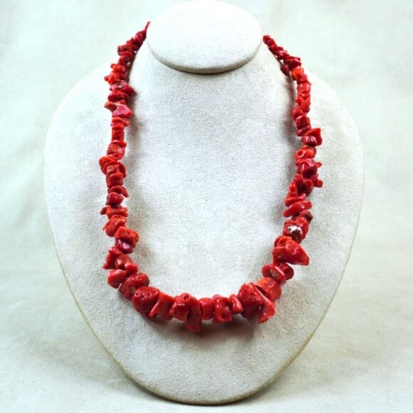 Natural Coral Nugget Necklace - Picture 1 of 2